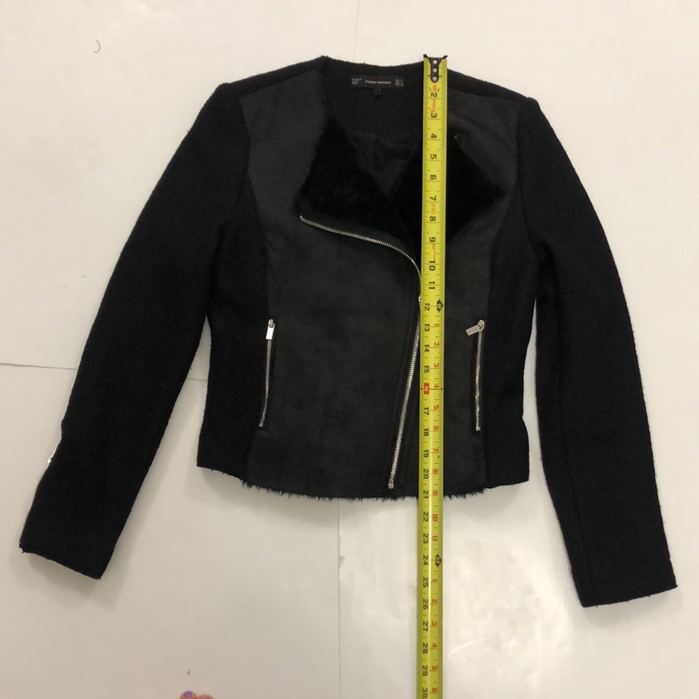 Zara Trafaluc S Jacket Black Moto 2 Zipper Pocket Closure Long Sleeve Excellent - Picture 8 of 12